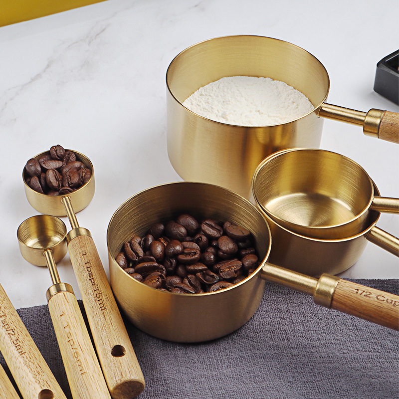 4/8 Stuks Houten Gouden Maatbe - Kitchen Gadgets Gold recensie en prijs